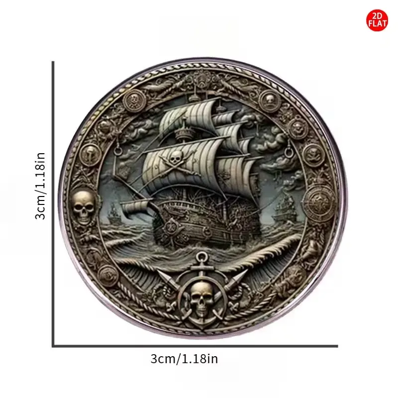 Pirate Ship Brooch – Stainless Steel & Glass Lapel Pin, Unique Clothing Badge / Emblem, Creative Boutonniere for Jackets & Bags